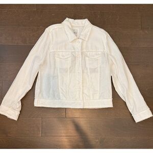 Tommy Bahama White Linen Two Palms Raw Edge Breezy Palms Jacket Large Excellent